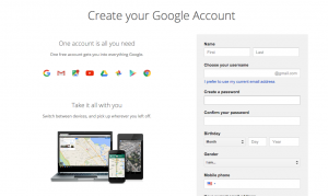 Google Accounts Sign-Up Form