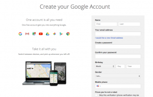 Google Hangouts Sign-Up Form for Existing Email